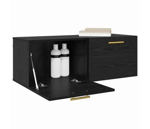 Sienas Skapis Melns Ozols 100 X 36.5 X 35 Cm Inženierijas Koks Vidaxl