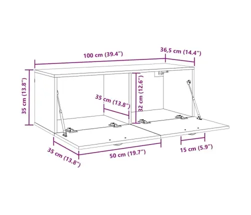 Sienas Skapis Veca Koka 100 X 36.5 X 35 Cm Inženierijas Koks Vidaxl
