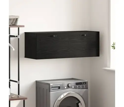 Sienas Skapis Melns Ozols 100 X 36.5 X 35 Cm Inženierijas Koks Vidaxl