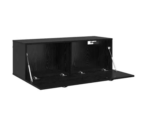 Sienas Skapis Melns Ozols 100 X 36.5 X 35 Cm Inženierijas Koks Vidaxl