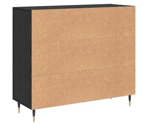 Puse Ar Uzglabāšanu Ar Durvīm Melna 90 X 34 X 80 Cm Inženierijas Koks Vidaxl