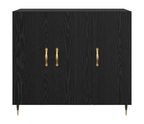 Puse Ar Uzglabāšanu Ar Durvīm Melna 90 X 34 X 80 Cm Inženierijas Koks Vidaxl