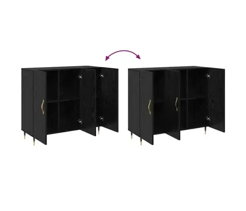 Puse Ar Uzglabāšanu Ar Durvīm Melna 90 X 34 X 80 Cm Inženierijas Koks Vidaxl