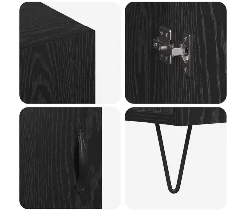 Puse Melns Ozols 90 X 34 X 80 Cm Inženierijas Koks Vidaxl