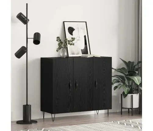 Puse Melns Ozols 90 X 34 X 80 Cm Inženierijas Koks Vidaxl