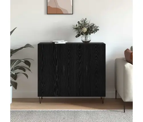 Puse Melns Ozols 90 X 34 X 80 Cm Inženierijas Koks Vidaxl