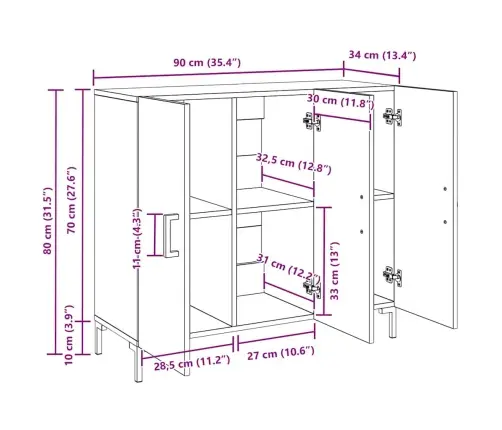 Kõide Must 90 X 34 X 80 Cm Tehispuit
