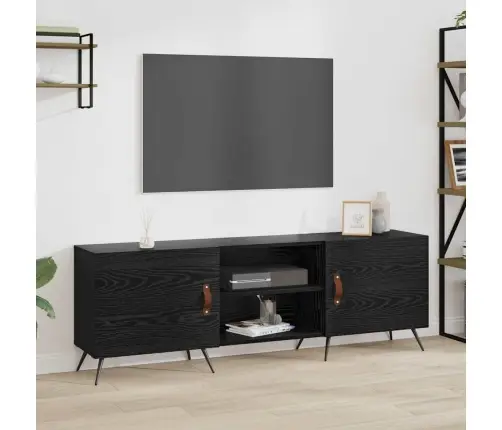 Televizora Skapīša Ar Plauktu Ar Uzglabāšanu Ar Durvīm Melns Ozols 150 X 30 X 50 Cm Vidaxl