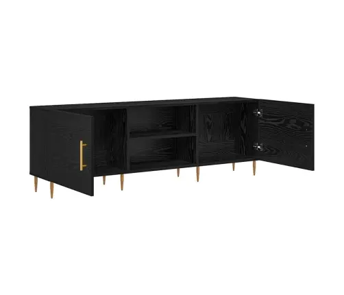 Televizora Skapīša Ar Plauktu Ar Uzglabāšanu Ar Durvīm Melns Ozols 150 X 30 X 50 Cm Vidaxl