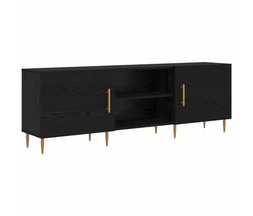 Televizora Skapīša Ar Plauktu Ar Uzglabāšanu Ar Durvīm Melns Ozols 150 X 30 X 50 Cm Vidaxl
