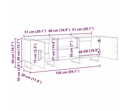 Televizora Skapīša 150 X 30 X 50 Cm Inženierijas Koks Vidaxl