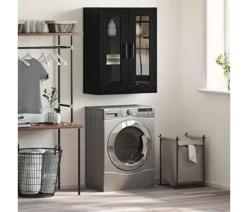 Sienas Skapis Melns Ozols 69.5 X 34 X 90 Cm Inženierijas Koks Vidaxl