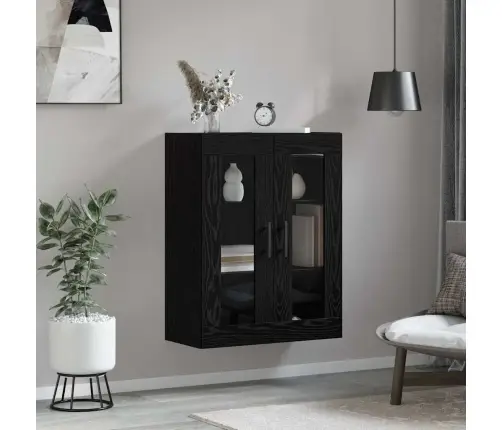 Sienas Skapis Melns Ozols 69.5 X 34 X 90 Cm Inženierijas Koks Vidaxl