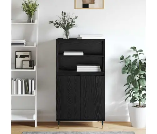 Aukštas Spintelė Juoda 60 X 36 X 110 Cm Apdirbta Mediena