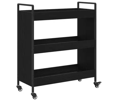 Virtuves Ratiņš Melns Ozols 70 X 30 X 82 Cm Inženierijas Koks Vidaxl