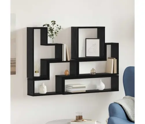 Seinakuubik Riiuliga Muu Must Tamm 96 X 12 X 64 Cm Tehispuit