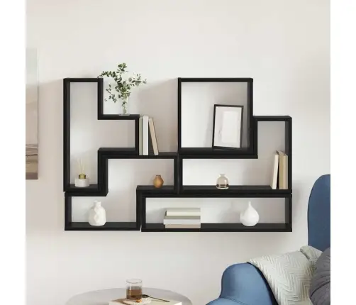 Seinakuubik Riiuliga Muu Must Tamm 96 X 12 X 64 Cm Tehispuit