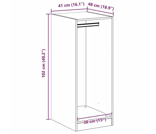 Skapis Ar Plauktu Vecs Koks 41 X 48 X 102 Cm Inženierijas Koks Vidaxl