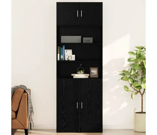 Sienas Skapis Melns Ozols 80 X 42.5 X 40 Cm Inženierijas Koks Vidaxl
