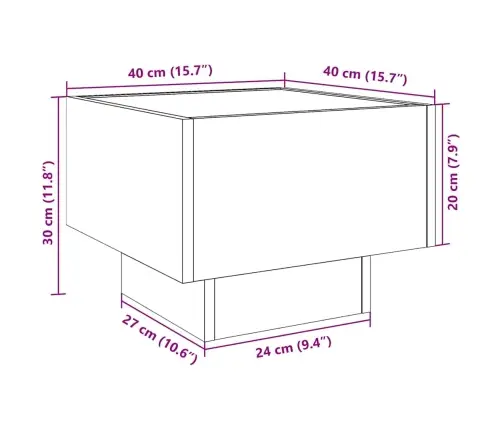 Sānu Galds Vecs Koks 40 X 40 X 30 Cm Inženierijas Koks Vidaxl