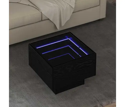 Sānu Galds Melns Ozols 40 X 40 X 30 Cm Inženierijas Koks Vidaxl