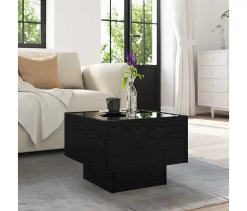 Sānu Galds Melns Ozols 40 X 40 X 30 Cm Inženierijas Koks Vidaxl