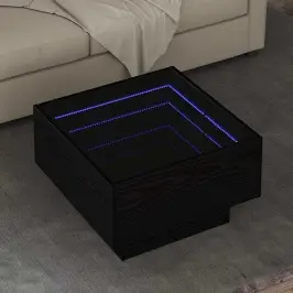 Kohvilaud Led -Ribatuledega Must Tamm 50 X 50 X 30 Cm Tehispuit