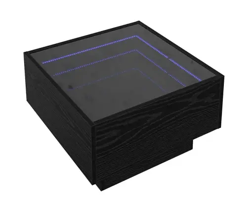 Kohvilaud Led -Ribatuledega Must Tamm 50 X 50 X 30 Cm Tehispuit