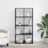 Knygų Spinta Juoda Ąžuolo 69.5 X 29 X 137.5 Cm Apdirbta Mediena