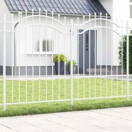 Dārza Žogs Balts 240 X 190 Cm Pulverkrāsots Tērauds Vidaxl