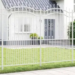 Dārza Žogs Balts 215 Cm Pulverkrāsots Tērauds Vidaxl