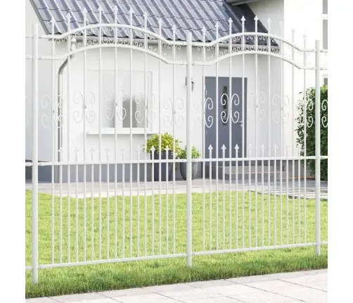 Dārza Žogs Balts 215 Cm Pulverkrāsots Tērauds Vidaxl