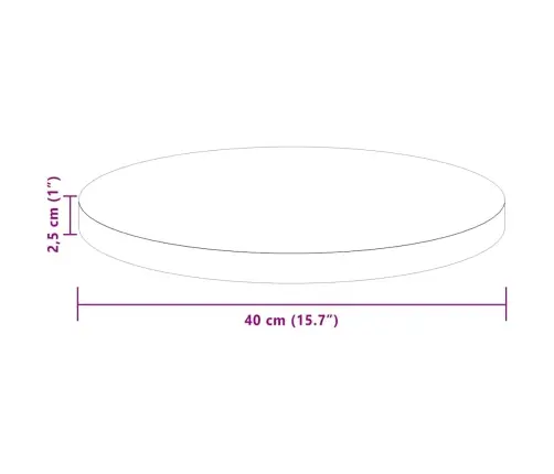 Galda Virsma Cits Gaiši Brūna Ø 40 X 2.5 Cm Izturīga Ozola Koks Vidaxl
