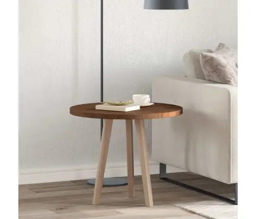 Stalo Viršus Tamsiai Rudas Ø 60 X 2,5 Cm Kietas Ąžuolo Medis