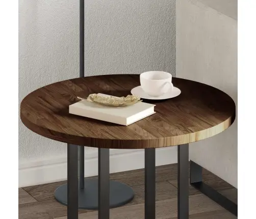 Stalo Viršus Tamsiai Rudas Ø 60 X 2,5 Cm Kietas Ąžuolo Medis