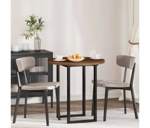 Stalo Viršus Tamsiai Rudas Ø 80 X 2,5 Cm Kietas Ąžuolo Medis