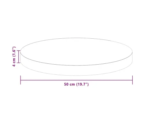 Galda Virsma Cits Gaiši Brūna Ø 50 X 4 Cm Izturīga Ozola Koks Vidaxl