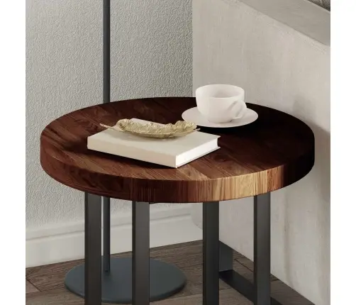 Galda Virsma Cits Tumši Brūna Ø 50 X 4 Cm Izturīga Ozola Koks Vidaxl