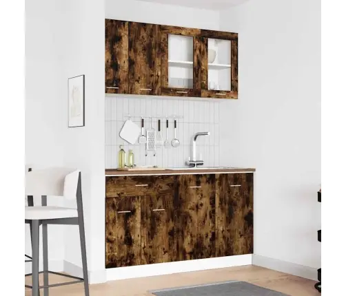 4 Daļu Virtuves Skapju Komplekts Dūmota Ozola Inženierijas Koks Vidaxl