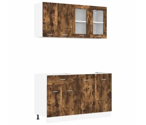 4 Daļu Virtuves Skapju Komplekts Dūmota Ozola Inženierijas Koks Vidaxl