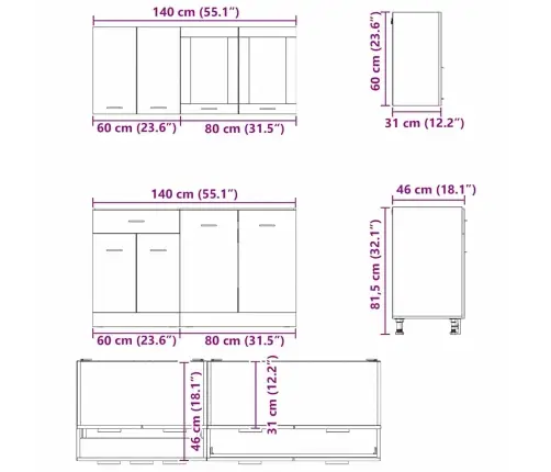 4 Daļu Virtuves Skapju Komplekts Dūmota Ozola Inženierijas Koks Vidaxl