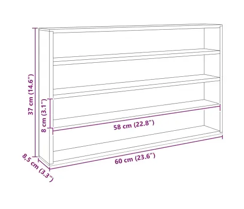 Koka Kolekcionāra Vitrīna Brūna 60 X 8.5 X 37 Cm Saplāksnis Vidaxl