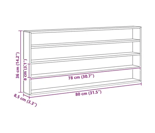 Koka Kolekcionāra Vitrīna Brūna 80 X 8.5 X 36 Cm Saplāksnis Vidaxl
