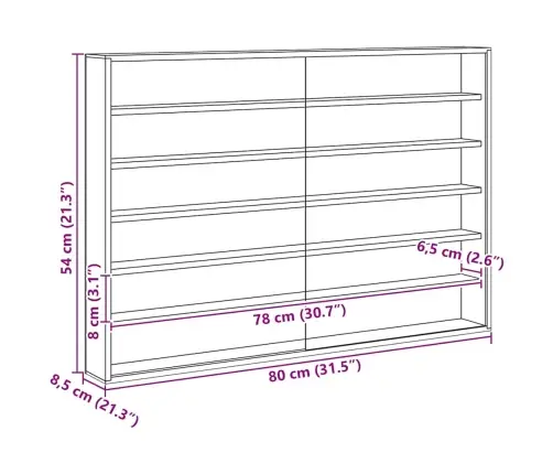 Koka Kolekcionāra Vitrīna Brūna 80 X 8,5 X 54 Cm Saplāksnis Vidaxl