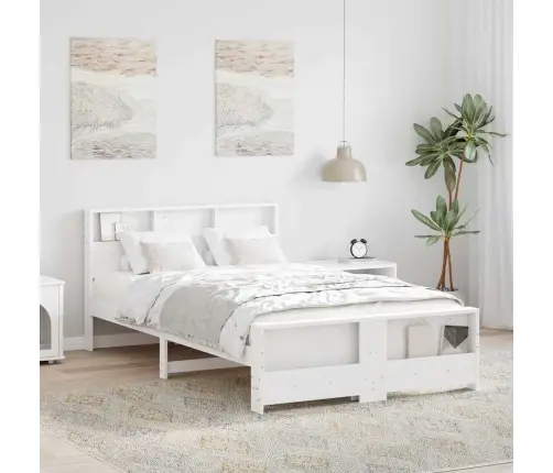 Lovos Rėmas Su Galvūgalio Balta 120 X 200 Cm Apdirbta Mediena