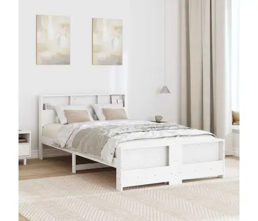 Lovos Rėmas Su Galvūgalio Balta 120 X 200 Cm Apdirbta Mediena