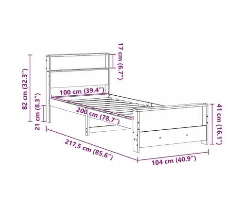 Lovos Rėmas Su Galvūgalio Ruda 100 X 200 Cm Apdirbta Mediena