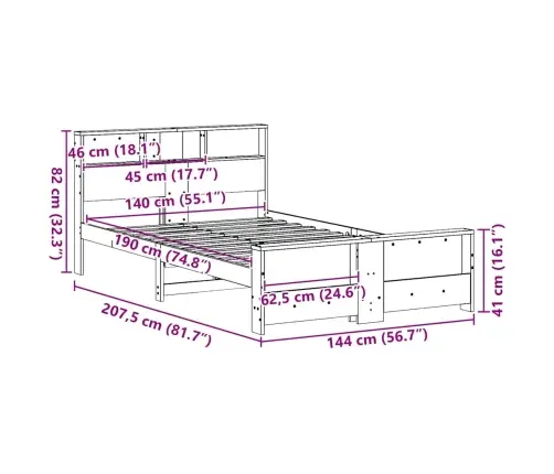 Voodi Raam Peaga Vahapruun 140 X 190 Cm Tehispuit