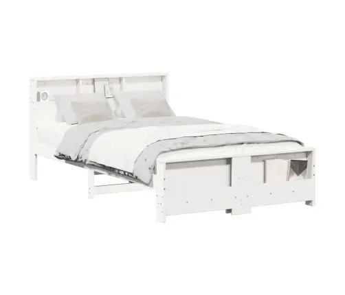 Gultas Rāmis Balts 135 X 190 Cm Priedes Masīvkoks Vidaxl