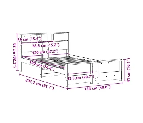 Voodi Raam Peaga Valge 120 X 190 Cm Tehispuit